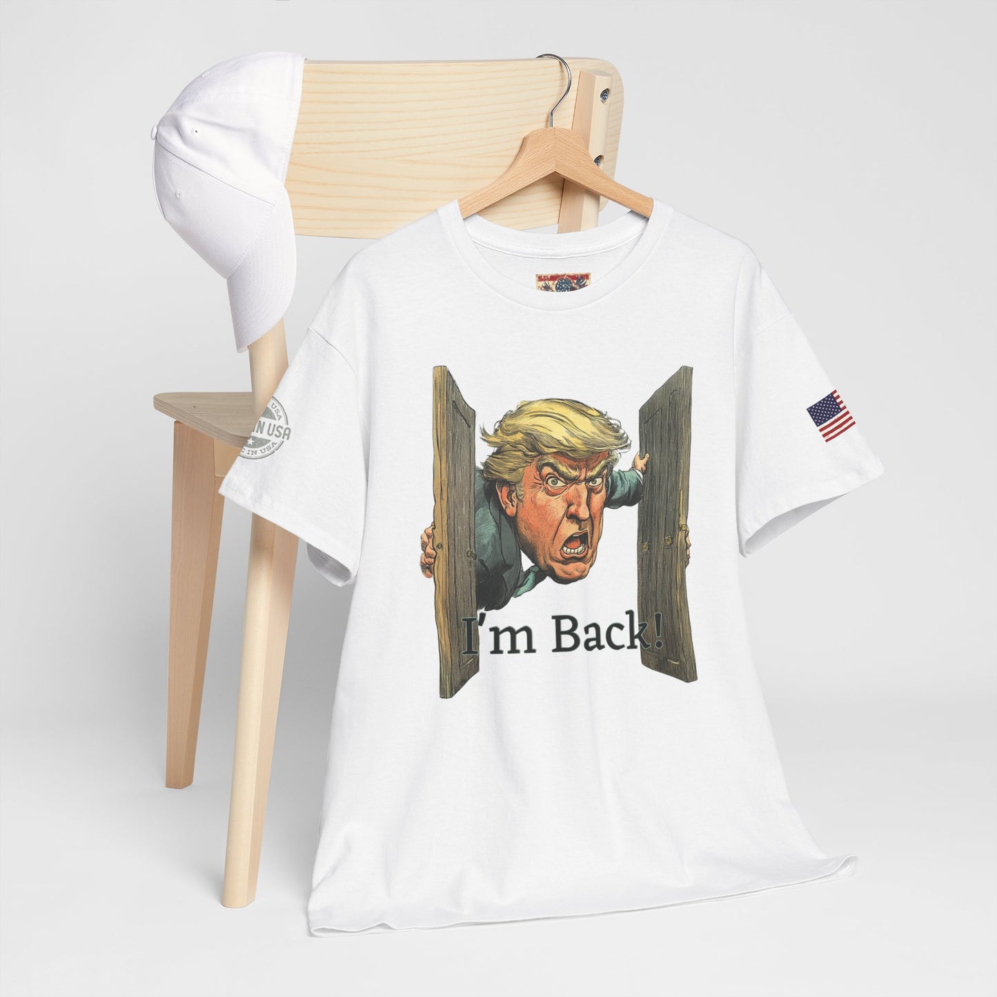 Comical Political Tee - 'I'm Back!' Trump 45-47 Unisex Heavy Cotton Tee