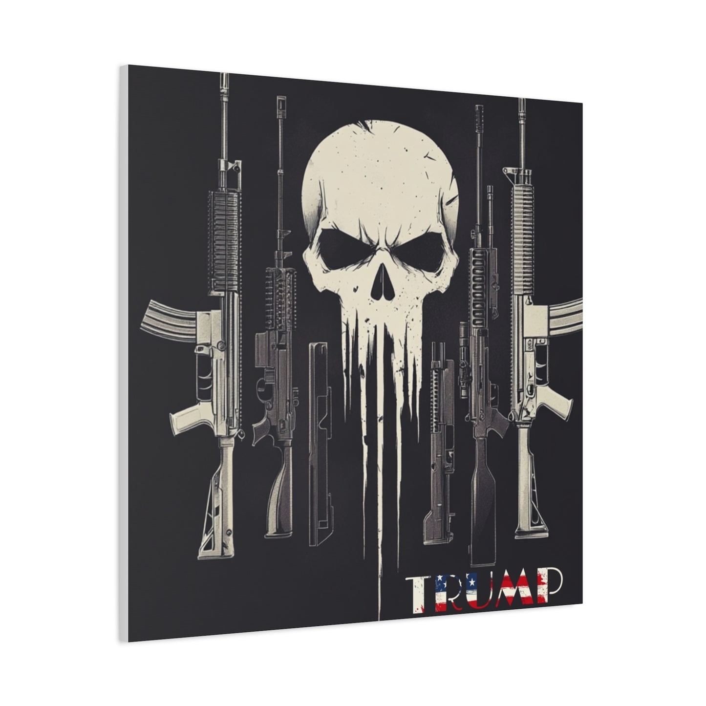 Trump print with skulls and guns, Matte Canvas, Stretched, 1.25"