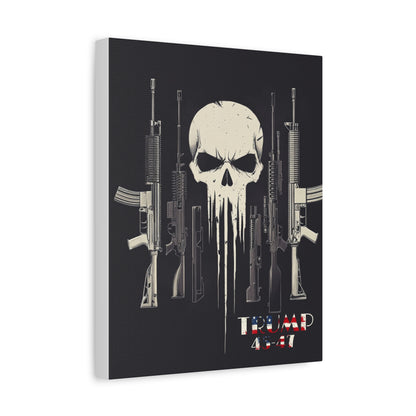 Trump print with skulls and guns, Matte Canvas, Stretched, 1.25"