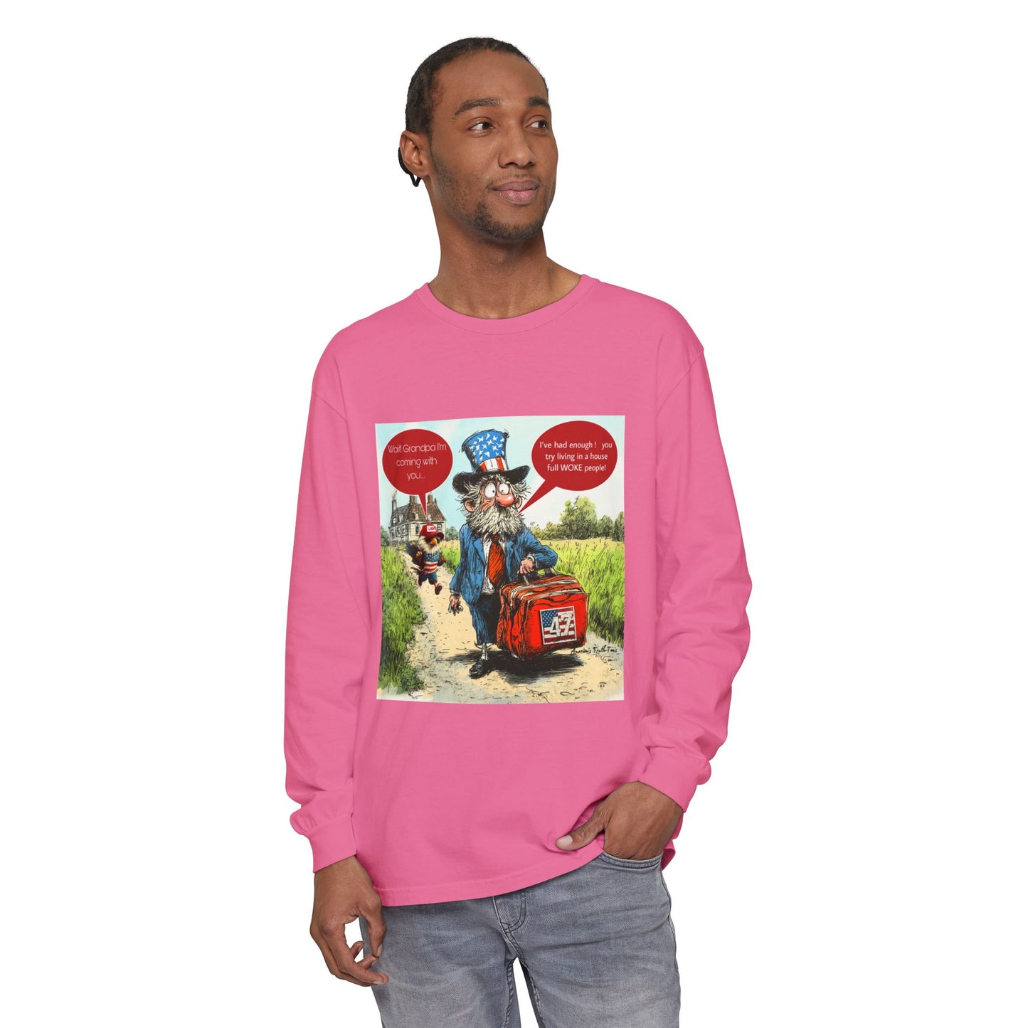 Political cartoon, Unisex Garment-dyed Long Sleeve T-Shirt