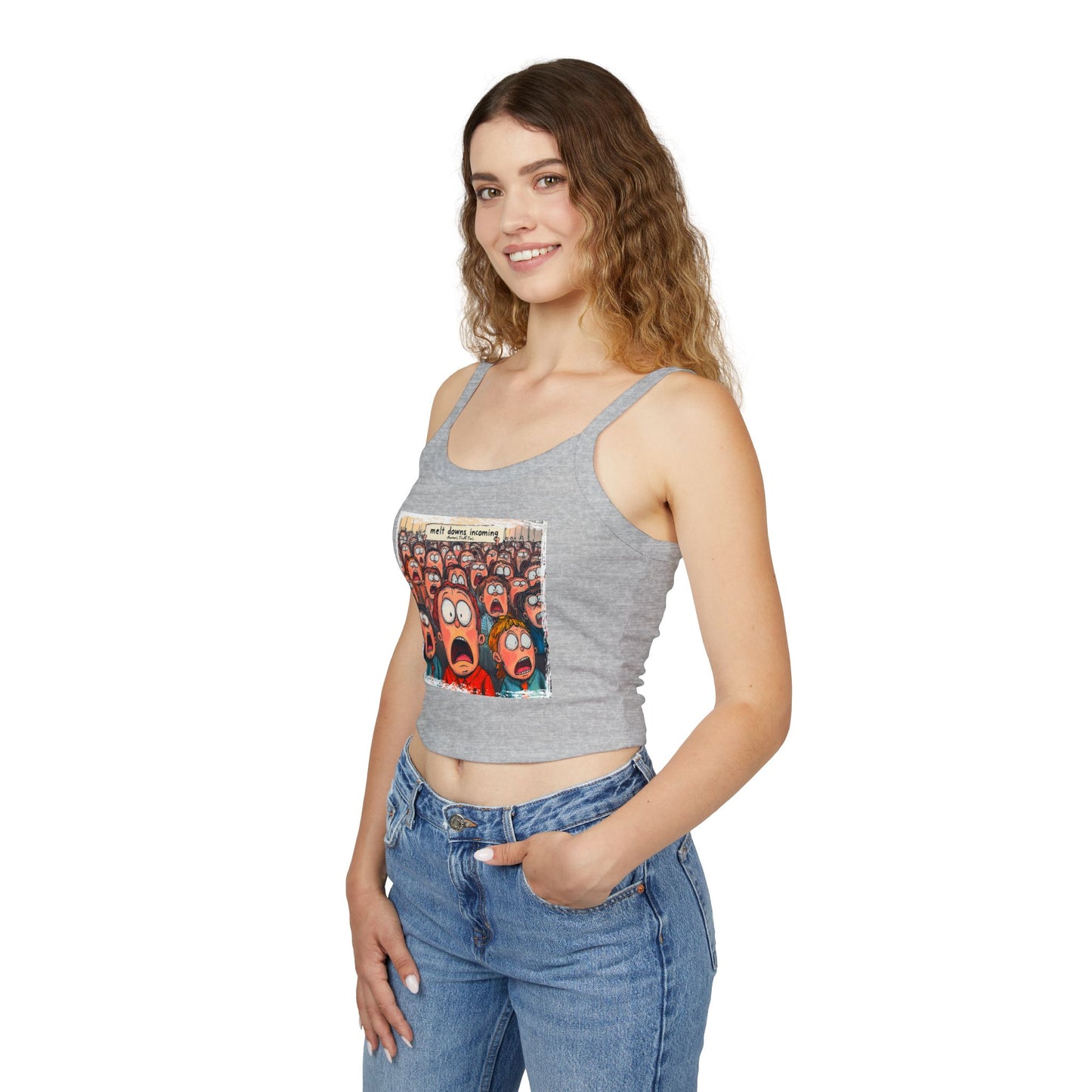 Meltdowns Incoming patriotic print in a Women's Spaghetti Strap Tank Top