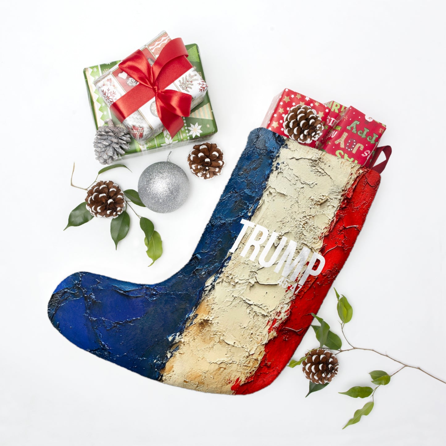 Red white and blue trump Christmas Stockings