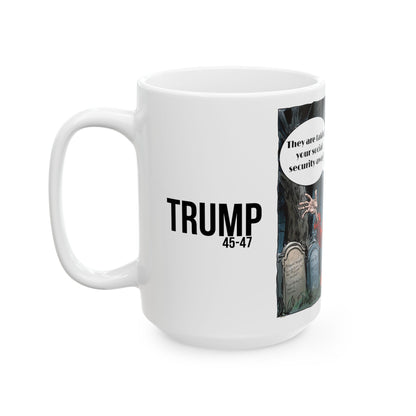 Patriotic cartoon Social Security take away print Ceramic Mug, (11oz, 15oz)