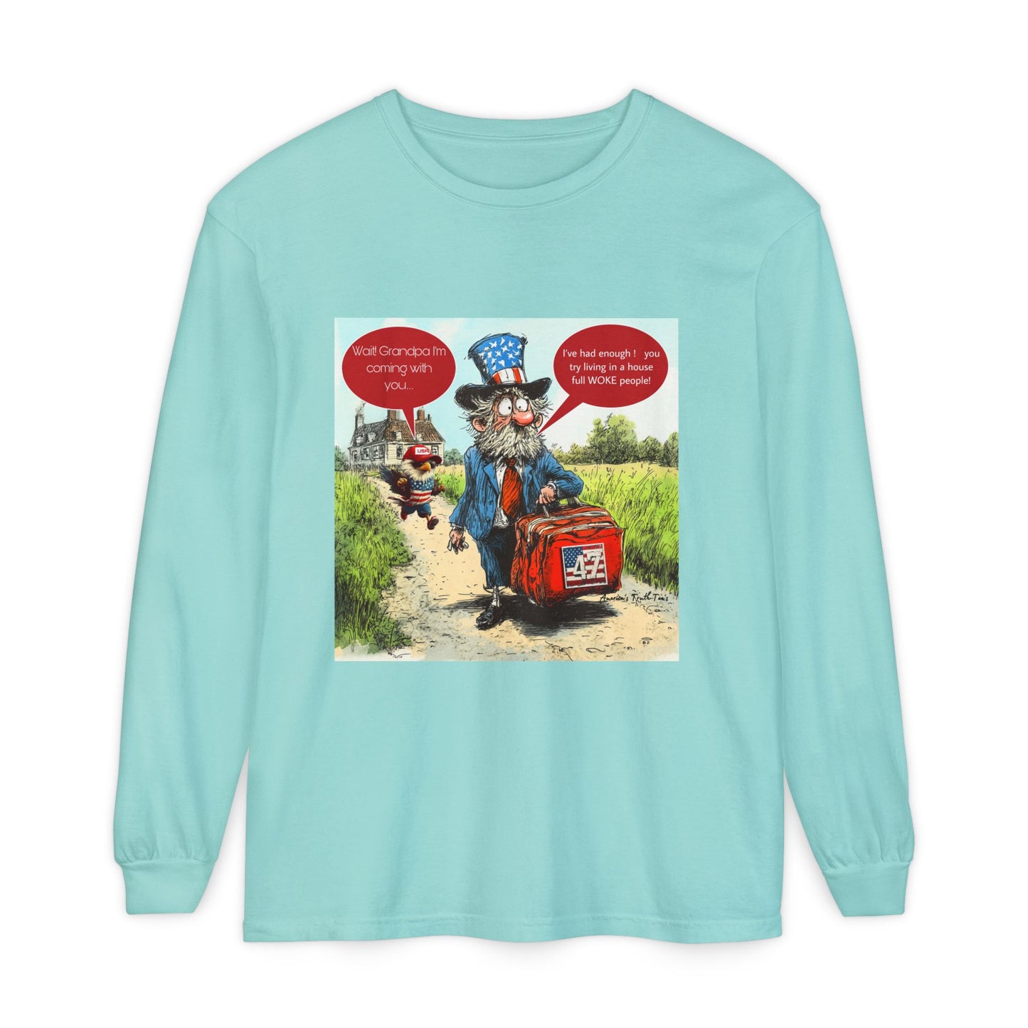 Political cartoon, Unisex Garment-dyed Long Sleeve T-Shirt