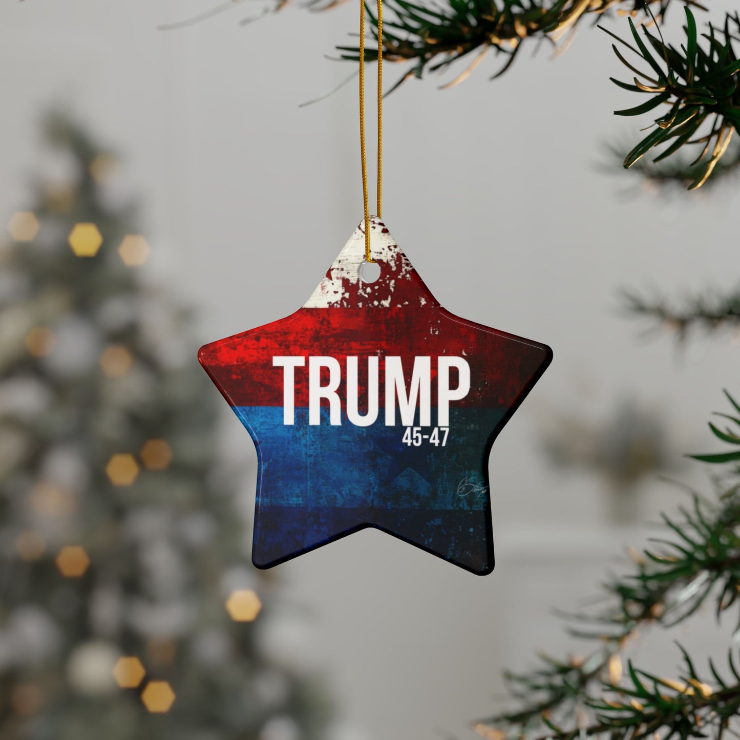 Red white and blue trump print, Ceramic Ornaments, 2-Side Print, (1pc, 3pcs, 5pcs, 10pcs)