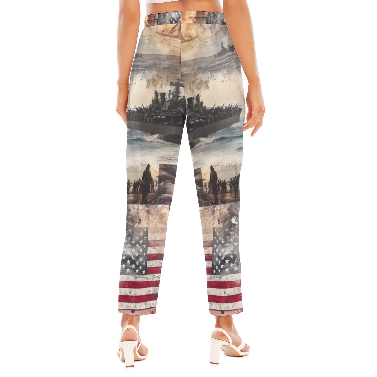 American Print Women's Loose Straight-leg Pants