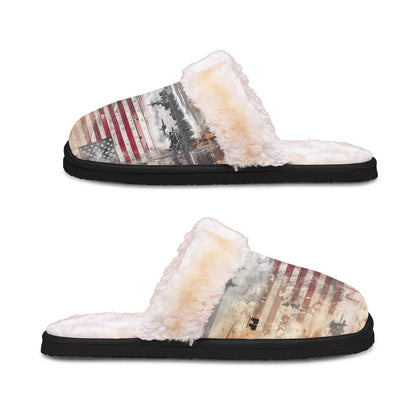 American theme Men's Home Plush Slippers
