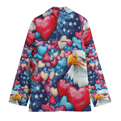 Vday 3, Print Women's Leisure Blazer | 245GSM Cotton