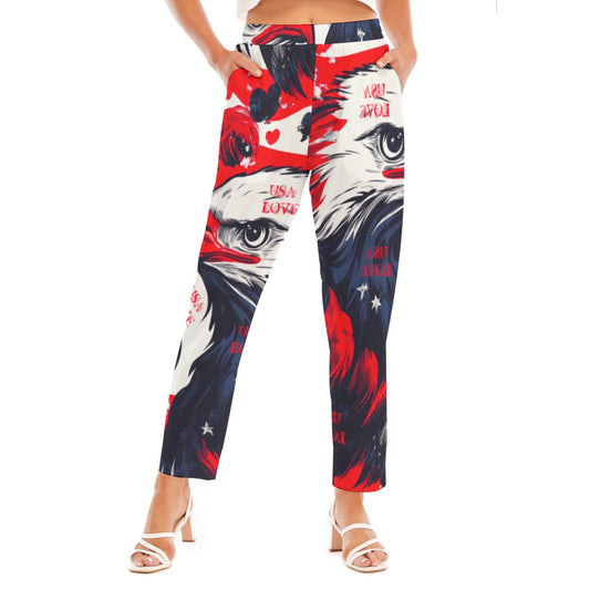USA love Print Women's Loose Straight-leg Pants
