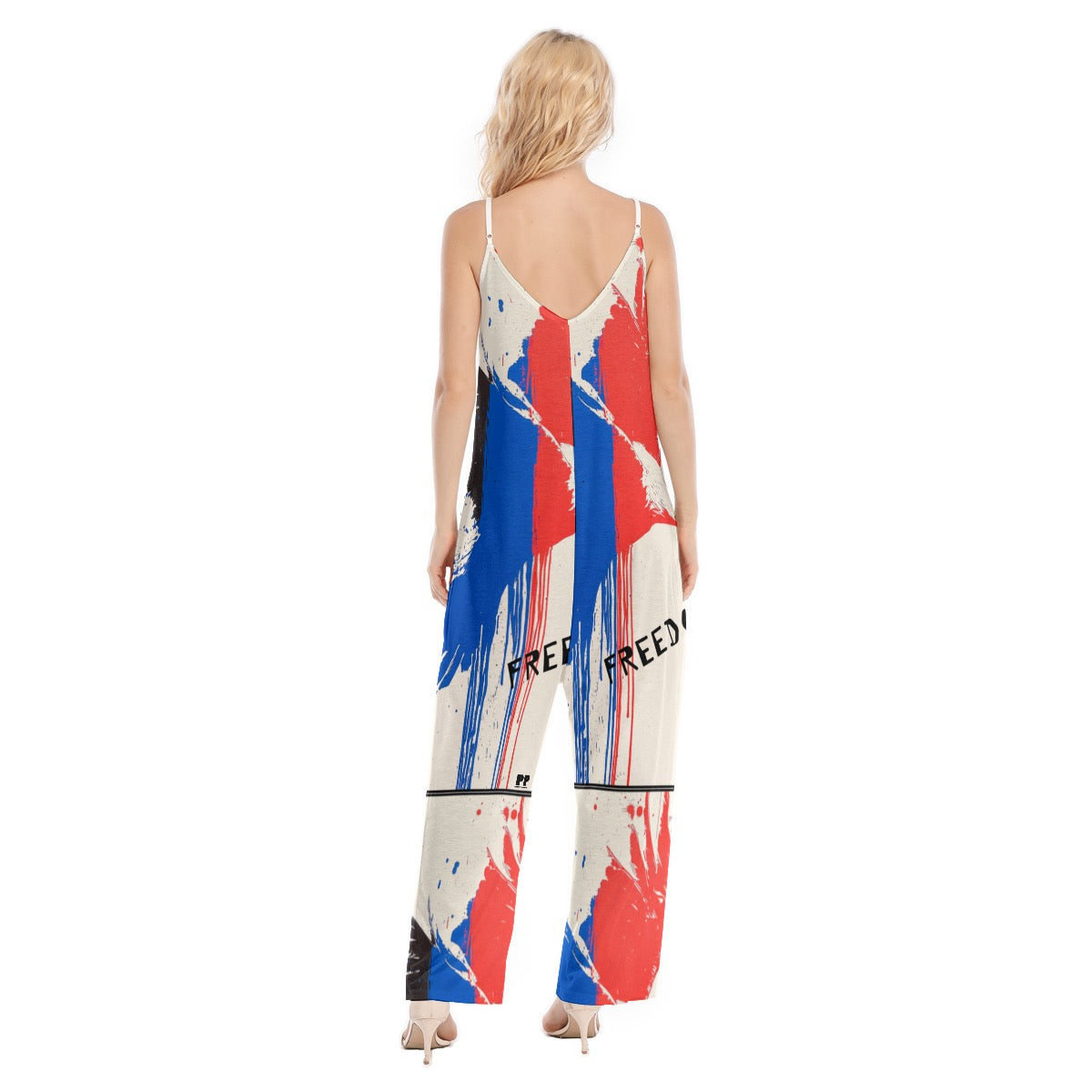 Freedom,  Print Women's Loose Cami Jumpsuit