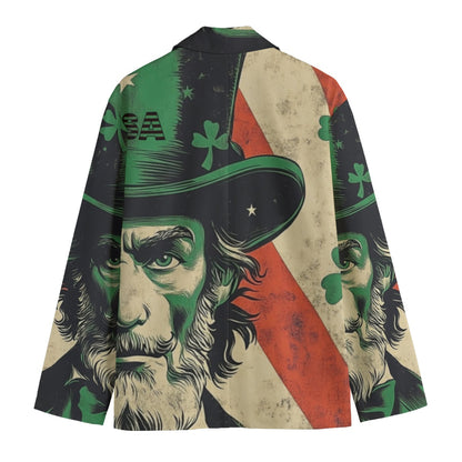 St. Patrick’s Day 2, Print Men's Casual Flat Lapel Collar Blazer | 245GSM Cotton