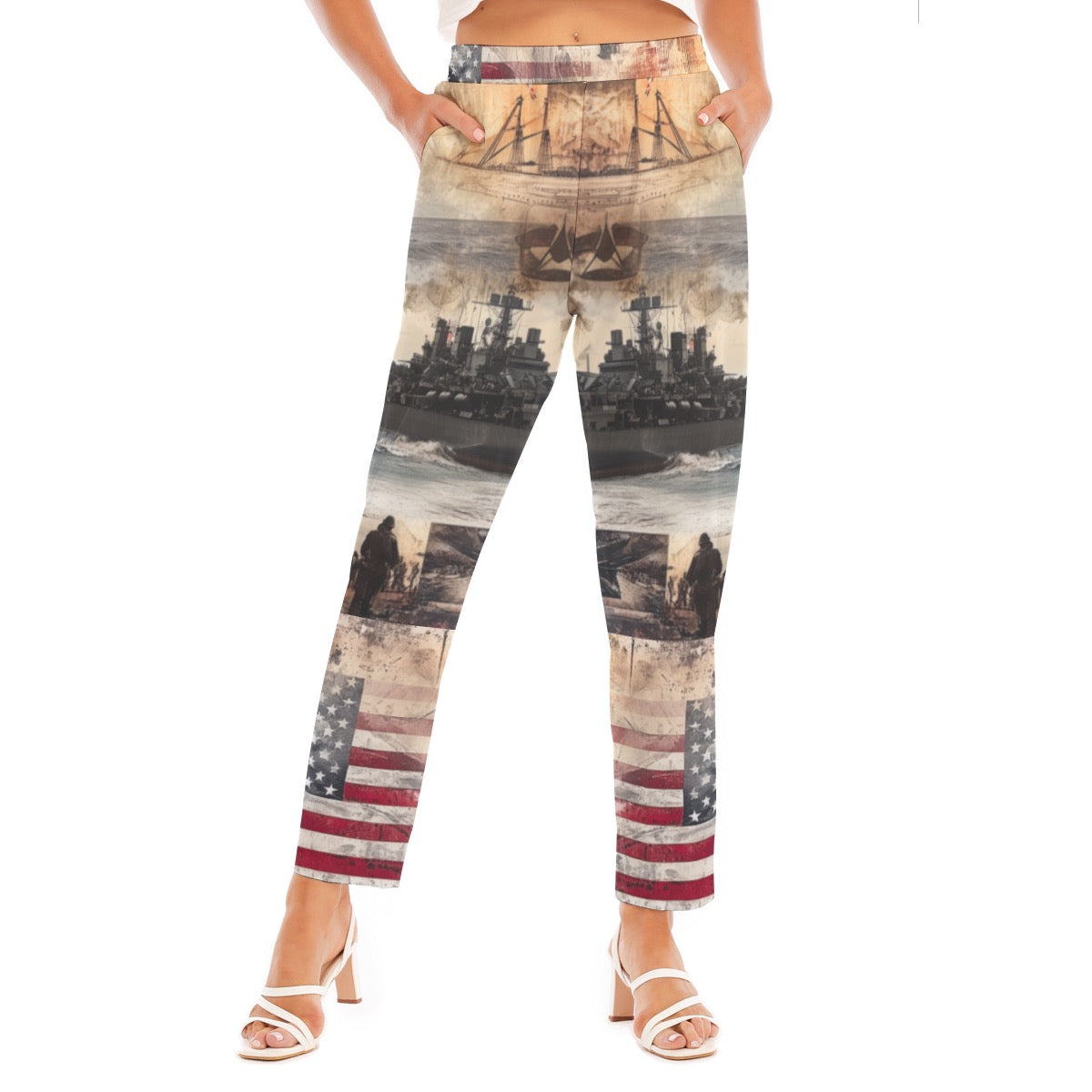 American Print Women's Loose Straight-leg Pants