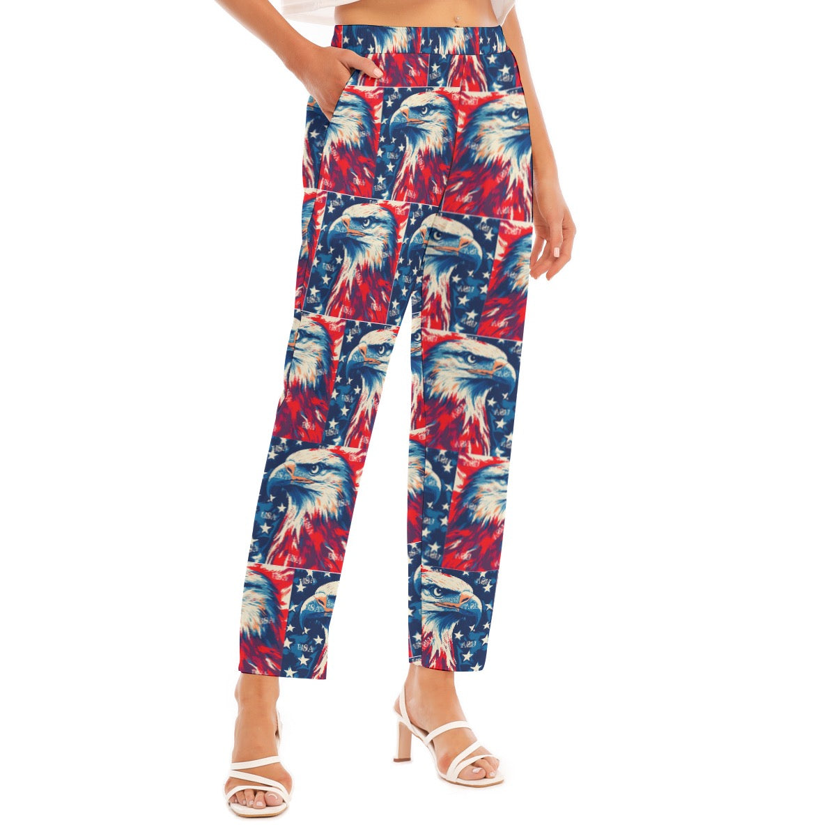 Eagle, USA Print Women's Loose Straight-leg Pants