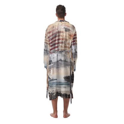 American theme Print Men's Heavy Fleece Robe