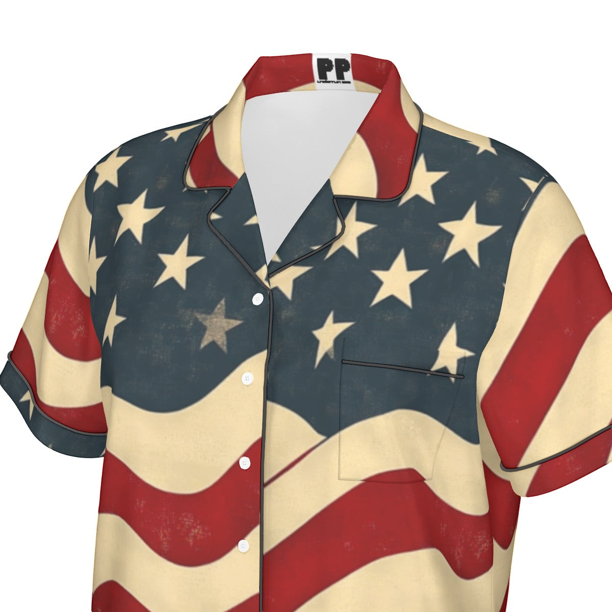 Usa flag, Print Women's Imitation Silk Pajama Set With Short Sleeve