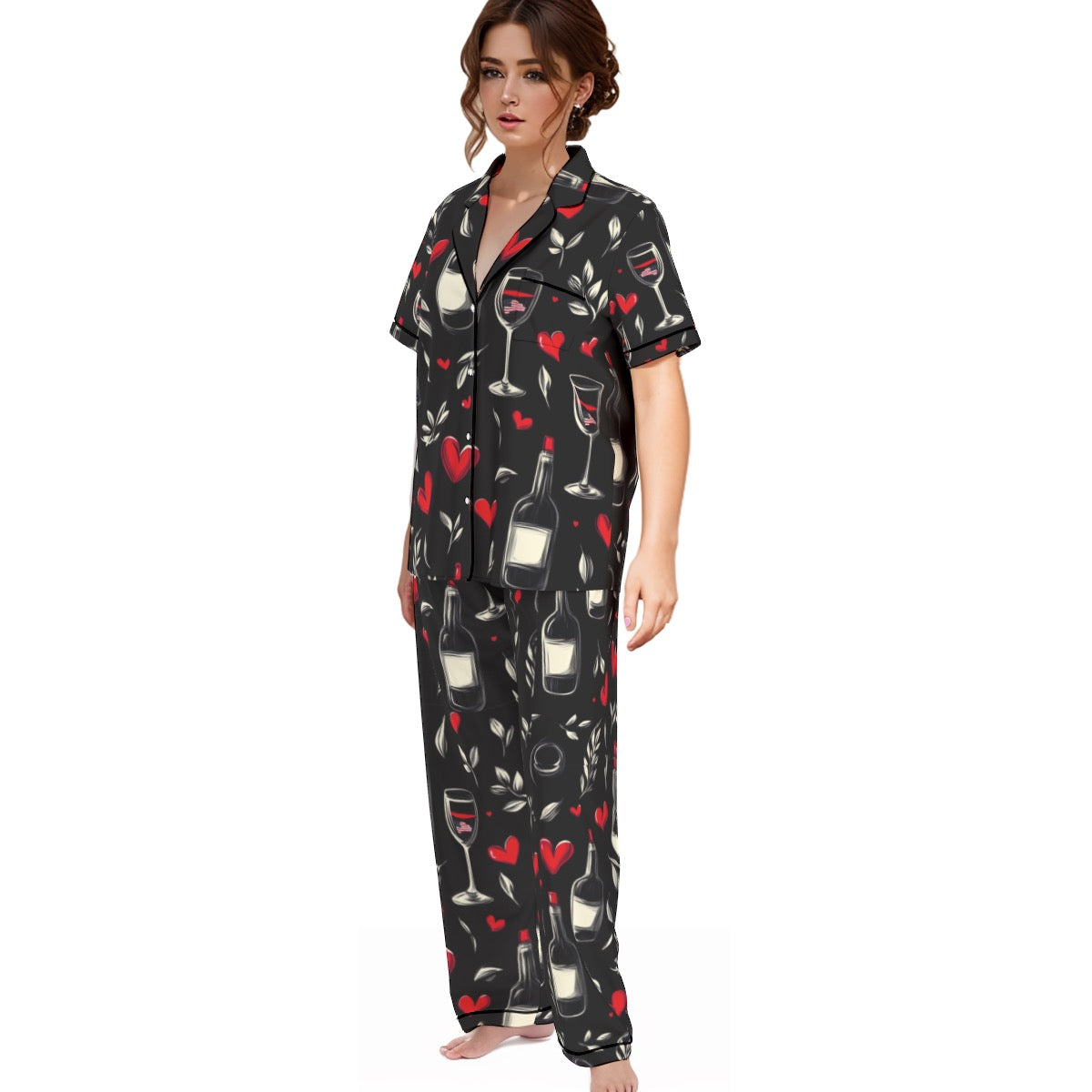 Voentines  print Women'S Trousers Pajamas Set