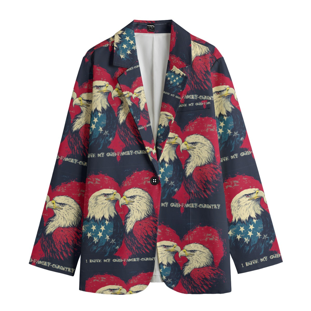 God-family-country,  Print Women's Leisure Blazer | 245GSM Cotton