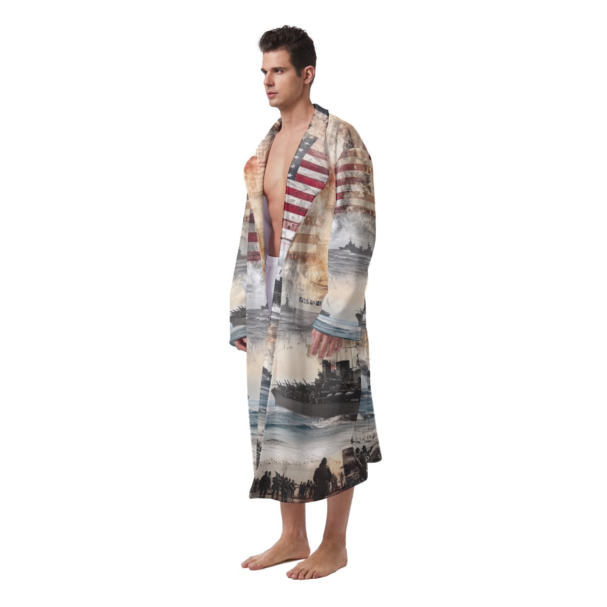 American theme Print Men's Heavy Fleece Robe