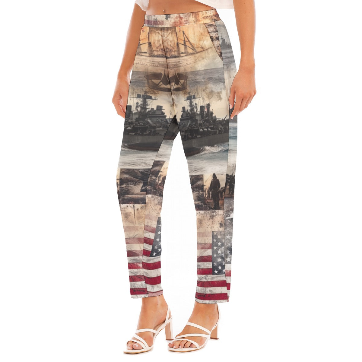 American Print Women's Loose Straight-leg Pants
