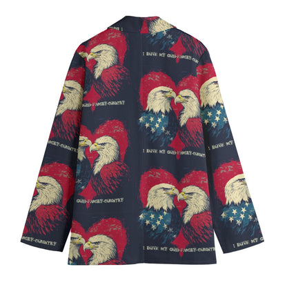 God-family-country,  Print Women's Leisure Blazer | 245GSM Cotton