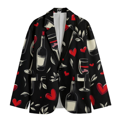 V-Day 3, Print Men's Casual Flat Lapel Collar Blazer | 245GSM Cotton