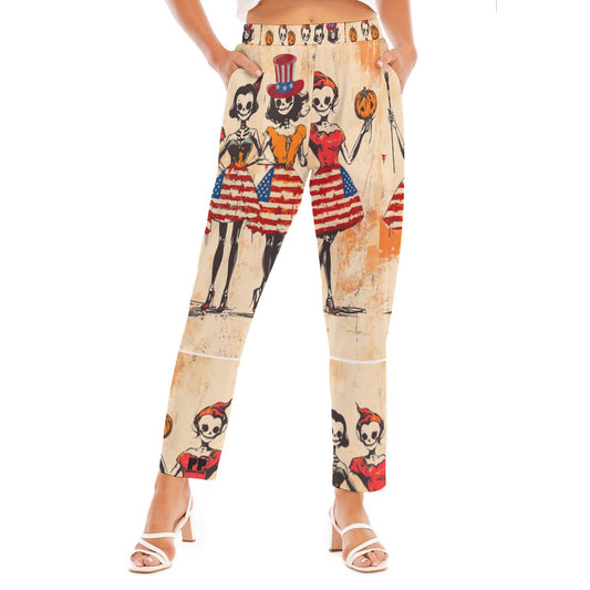 USA Halloween 1, Print Women's Loose Straight-leg Pants
