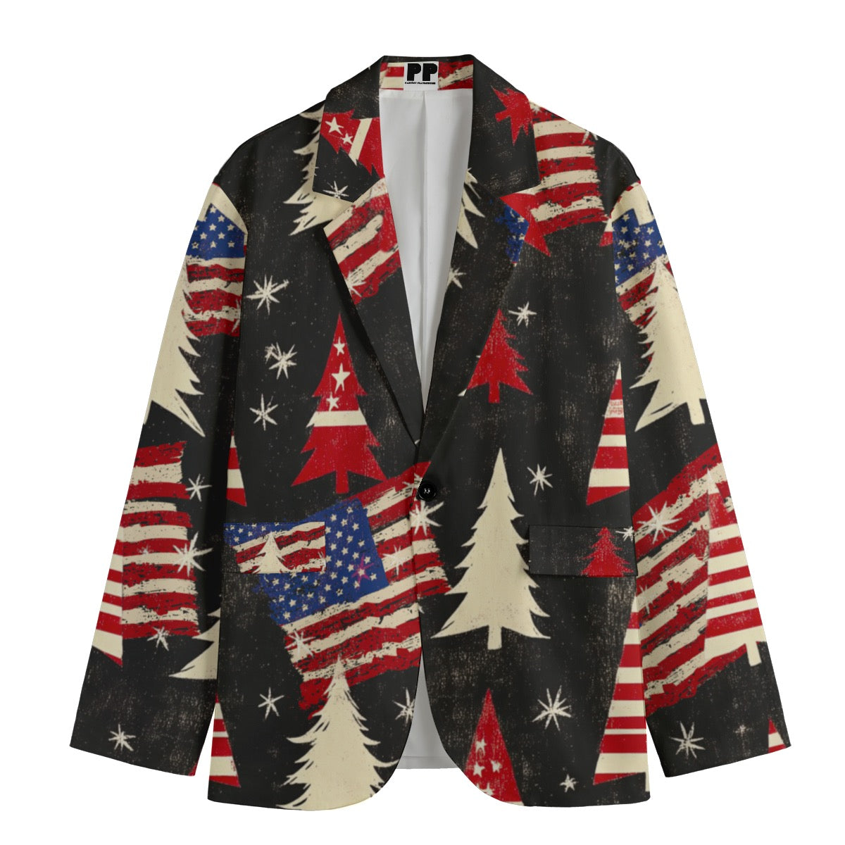 Christmas 2, Print Men's Casual Flat Lapel Collar Blazer | 245GSM Cotton