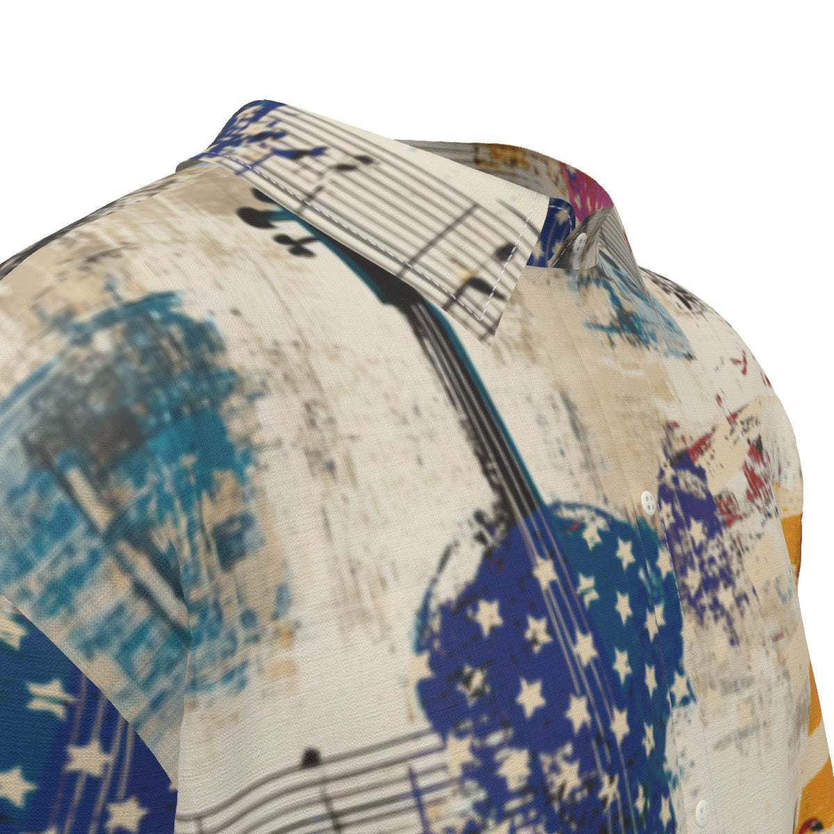 Music  Print Men's Imitation Silk Short-Sleeved Shirt