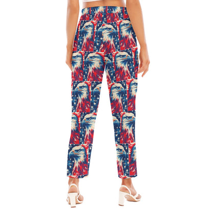 Eagle, USA Print Women's Loose Straight-leg Pants