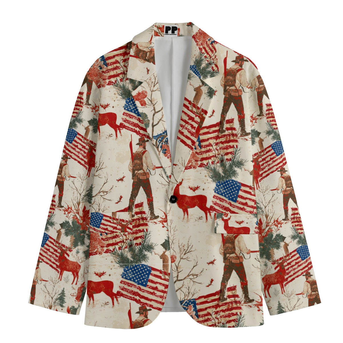 Thanksgiving 1,  Print Men's Casual Flat Lapel Collar Blazer | 245GSM Cotton