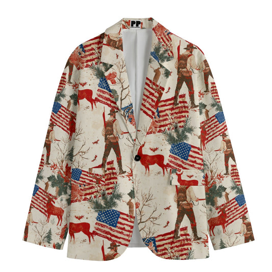 Thanksgiving 1,  Print Men's Casual Flat Lapel Collar Blazer | 245GSM Cotton