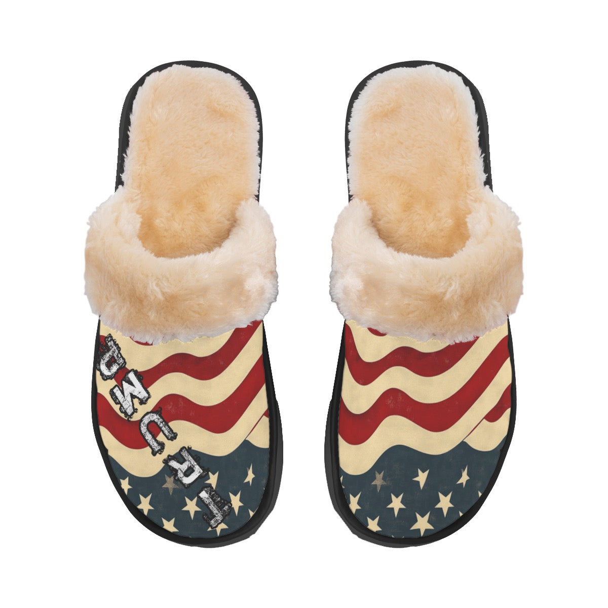 Flag/trump, Women's Home Plush Slippers