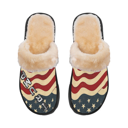 Flag/trump, Women's Home Plush Slippers