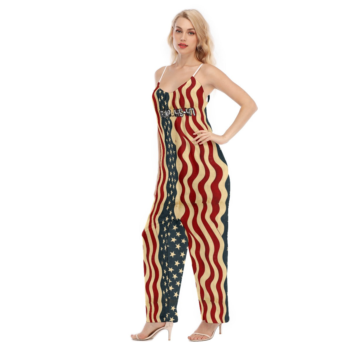 Trump/flag, Print Women's Loose Cami Jumpsuit
