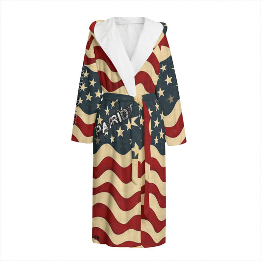 Flag USA trump patriot,  Print Unisex Flannel Hooded bathrobe