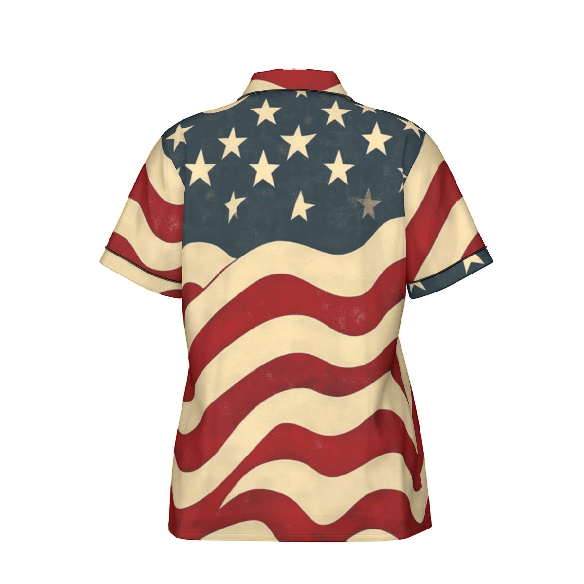 Usa flag, Print Women's Imitation Silk Pajama Set With Short Sleeve