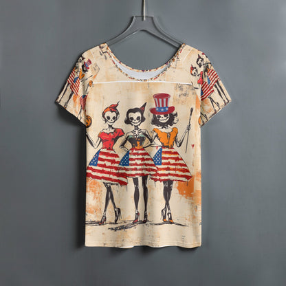 USA Halloween 1, Print Women's Round Neck T-shirt With Raglan Sleeve