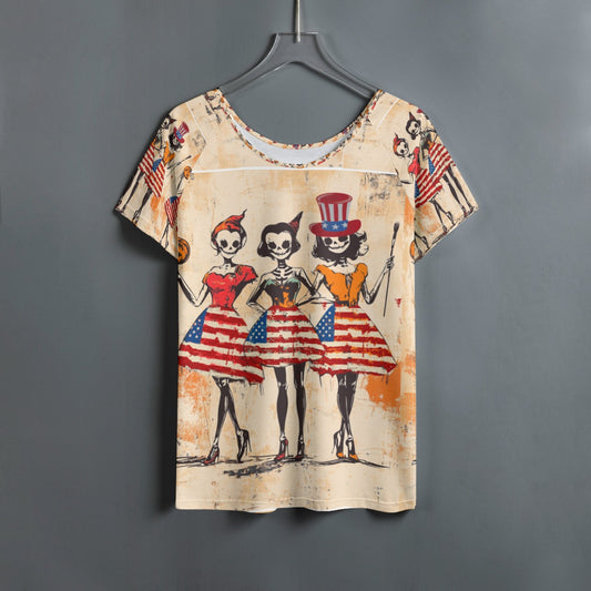 USA Halloween 1, Print Women's Round Neck T-shirt With Raglan Sleeve