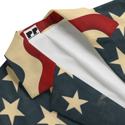 USA  Print Men's Casual Flat Lapel Collar Blazer | 245GSM Cotton