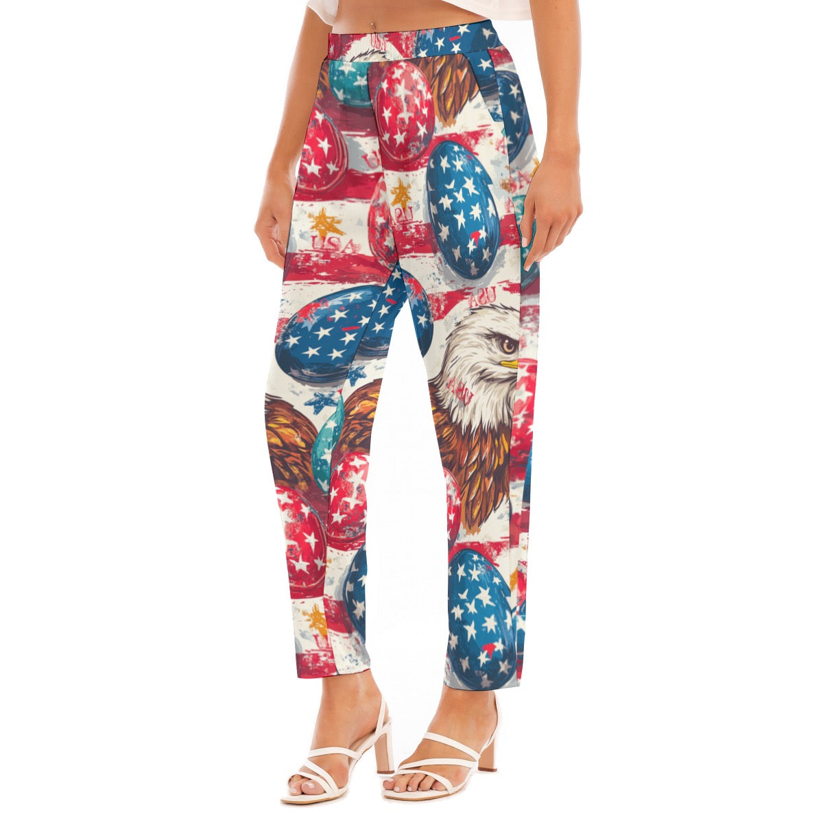 Easter 2, Print Women's Loose Straight-leg Pants