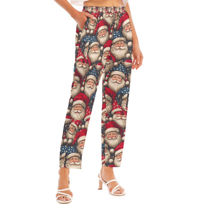 Santas Print Women's Loose Straight-leg Pants