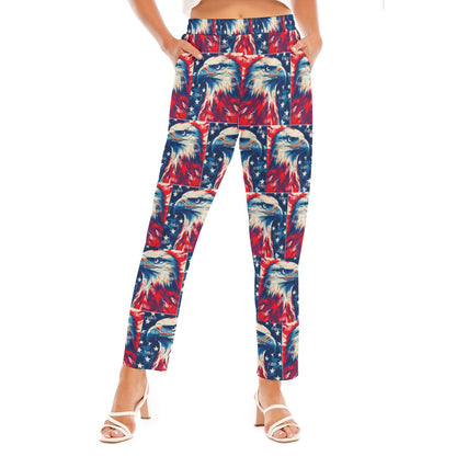 Eagle, USA Print Women's Loose Straight-leg Pants