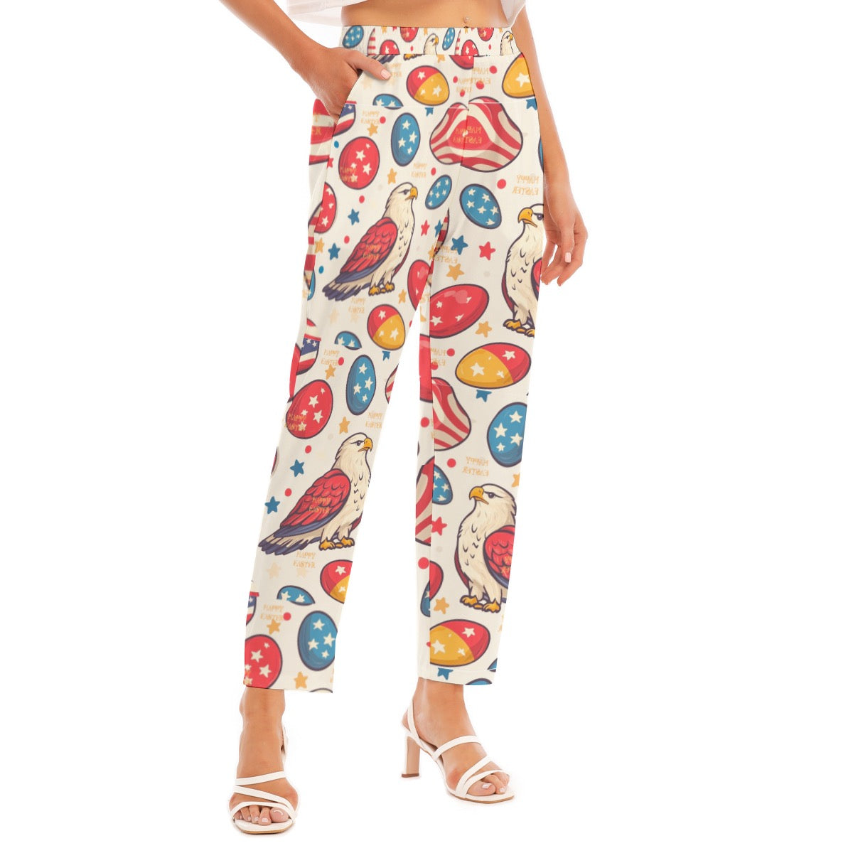 Easter Print Women's Loose Straight-leg Pants