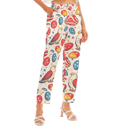 Easter Print Women's Loose Straight-leg Pants