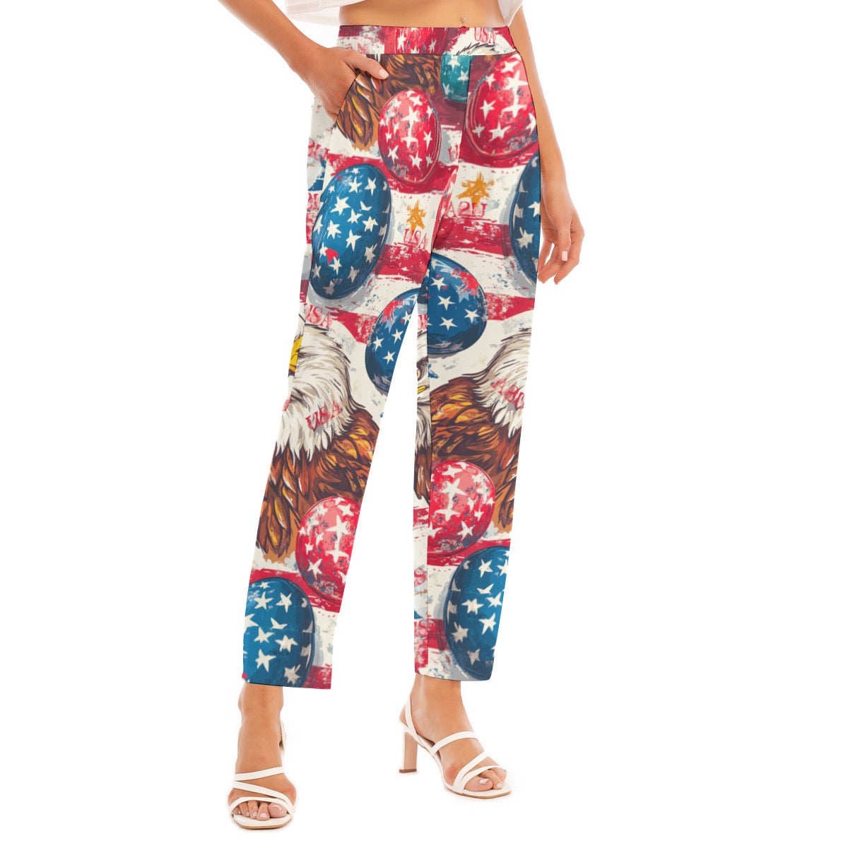 Easter 2, Print Women's Loose Straight-leg Pants