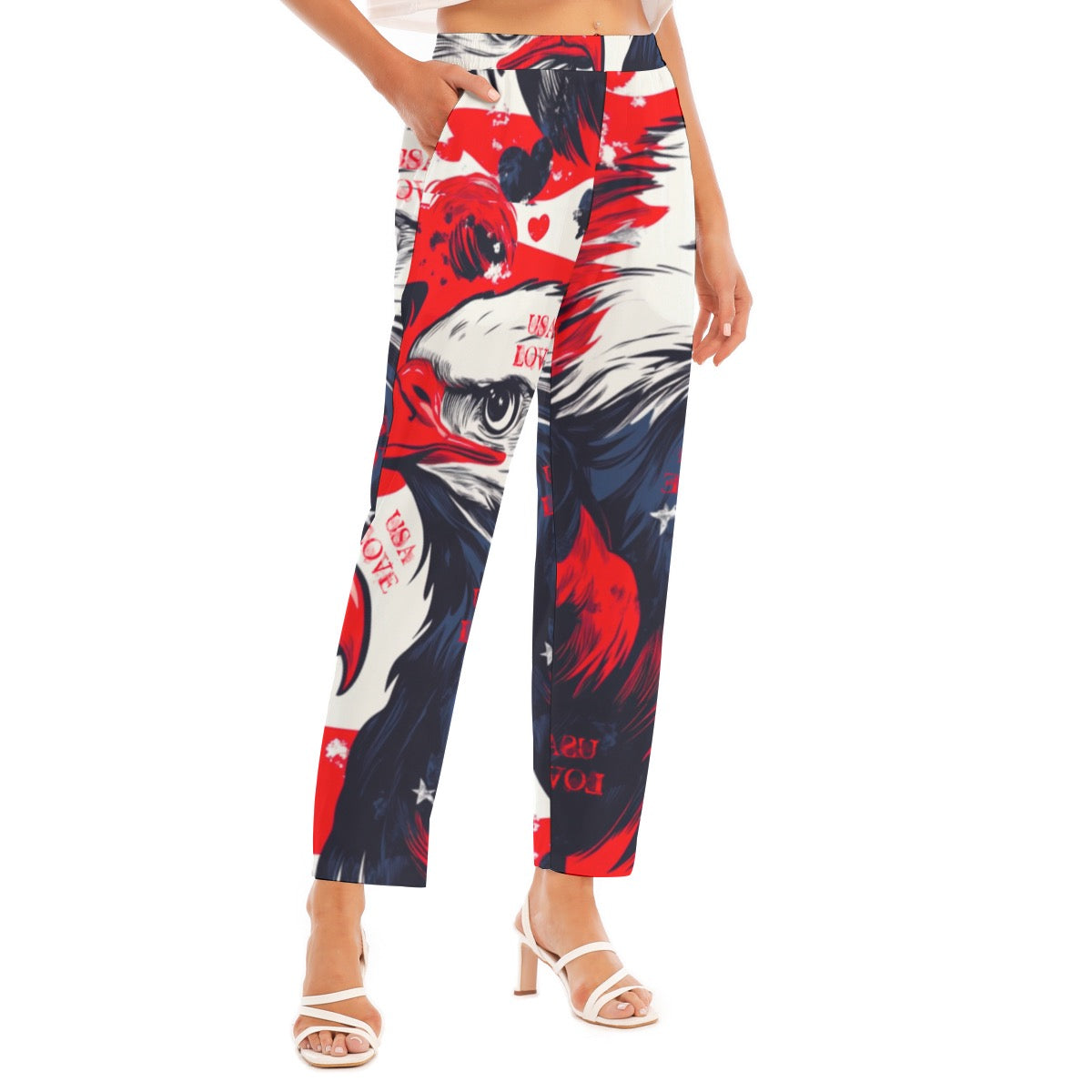 USA love Print Women's Loose Straight-leg Pants