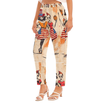 USA Halloween 1, Print Women's Loose Straight-leg Pants