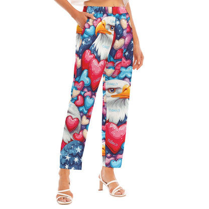 Vday 3, Print Women's Loose Straight-leg Pants
