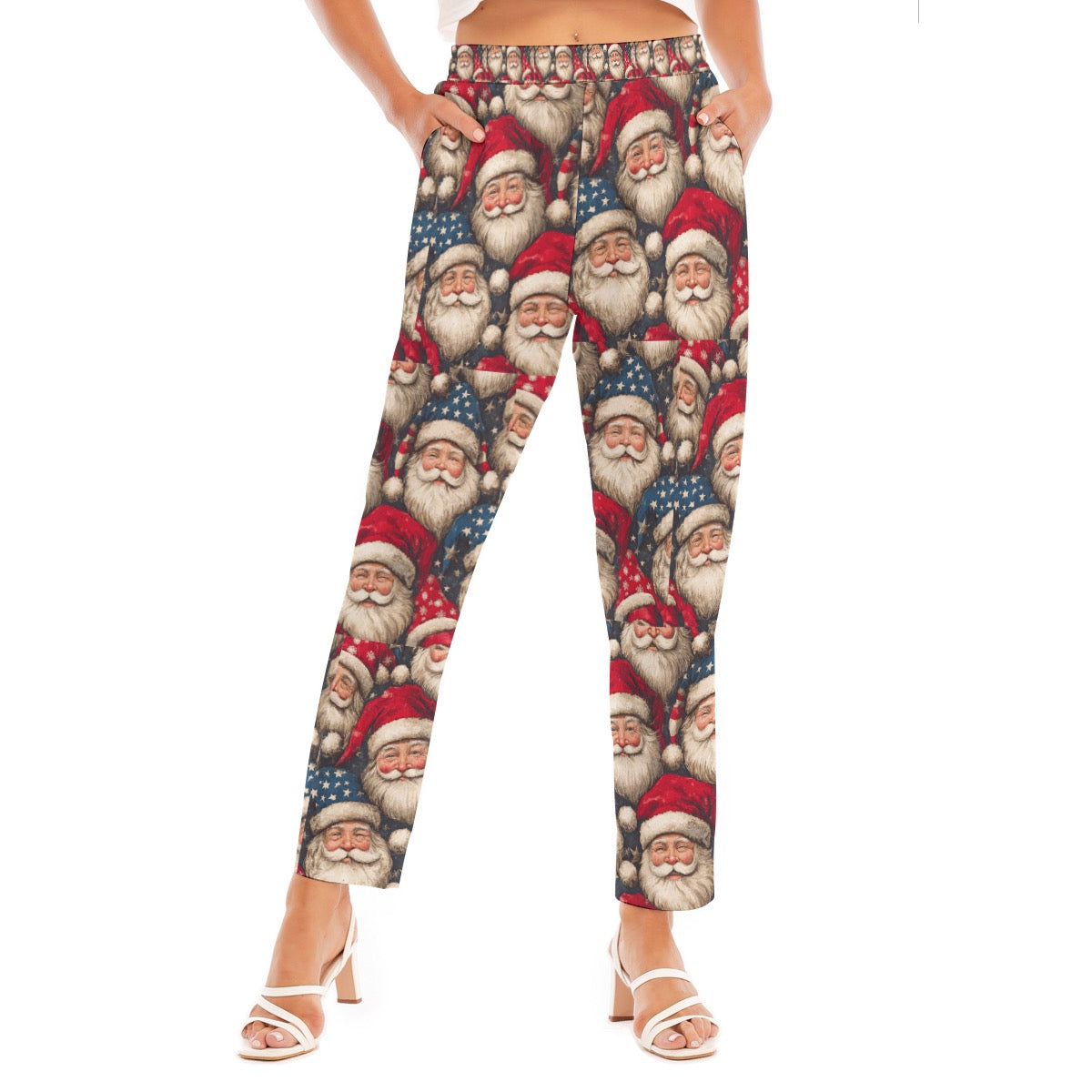 Santas Print Women's Loose Straight-leg Pants