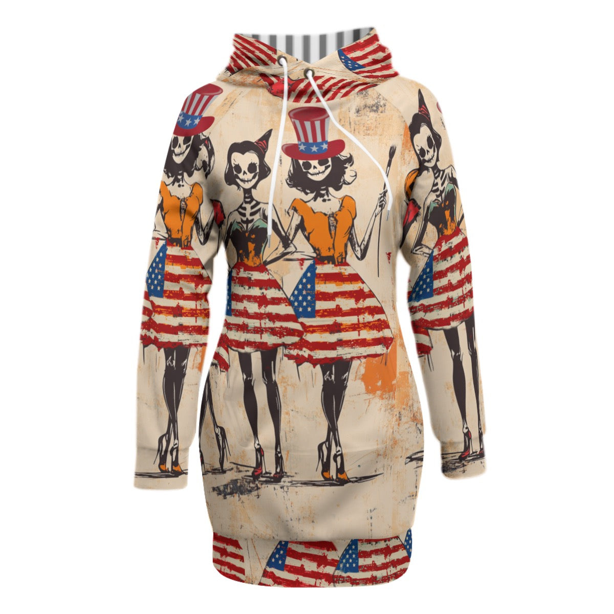 USA Halloween 1, Print Women's Pullover Hoodie With Raglan Sleeve